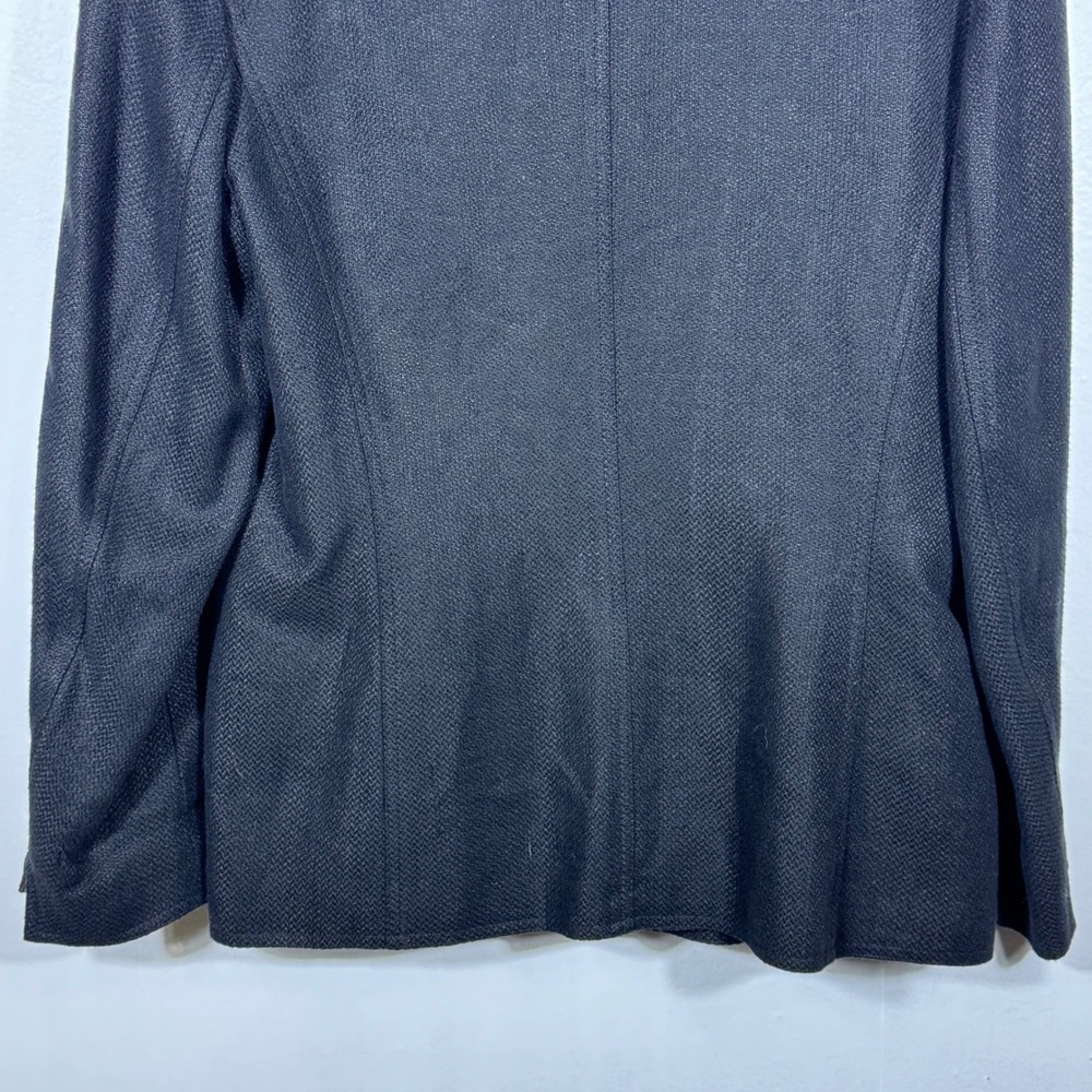 Vintage Talbots Black Linen Blend Blazer Sz 12 Single Breasted Y2K Career Jacket - Picture 10 of 16